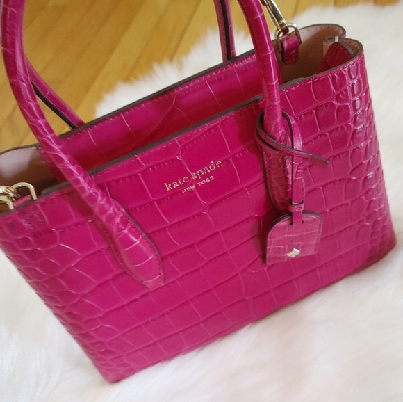 NWT Kate Spade Eva Croco Purse in Cherry Pie Pink - Picture 2 of 11
